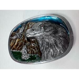 Vintage C&J Eagles Mountain Belt Buckle 1986 CJ 1135 Made in USA